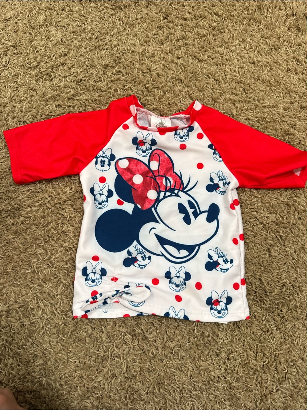 Disney Minnie Mouse Red & White Kids Rashguard Swim Top